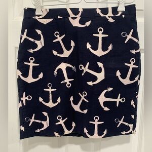 J Crew Navy Blue Anchor Skirt Size 4